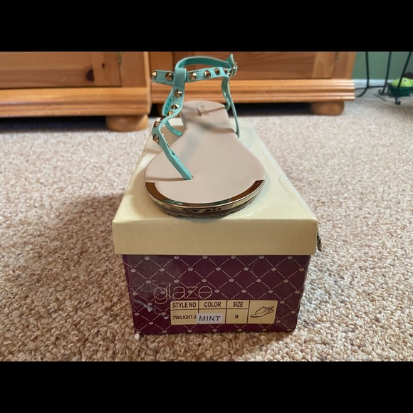 New:Teal/Mint,U.S. size 8, Studded Strappy Sandals - Picture 7 of 8